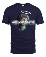 Vengeance Statue Glitch Halo 3D Art T-Shirt - navy t-shirt on white background