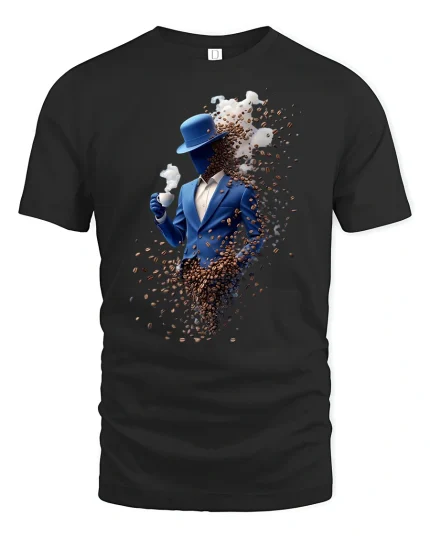 Coffee Bean Gentleman Art Stylish Vapor T-Shirt - black t-shirt on white background