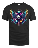Winged 8 Ball Pool Legend T-Shirt - black t-shirt on white background