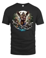 Guardian Spirit and Tigers Mythic T-Shirt - black t-shirt on white background