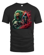 Fearless Lion Biker Spirit Fire and Power T-Shirt - black t-shirt on white background