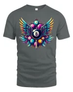Winged 8 Ball Pool Legend T-Shirt - gray t-shirt on white background