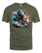 Boar Archer Fire and Ice Warrior T-Shirt - military green t-shirt on white background