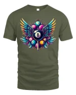 Winged 8 Ball Pool Legend T-Shirt - military green t-shirt on white background