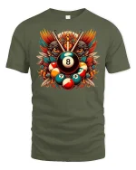 Billiard 8 Ball Tribal Eagle Pool T-Shirt - military green t-shirt on white background