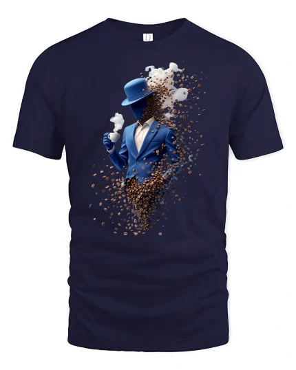 Coffee Bean Gentleman Art Stylish Vapor T-Shirt - navy t-shirt on white background