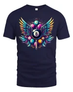 Winged 8 Ball Pool Legend T-Shirt - navy t-shirt on white background