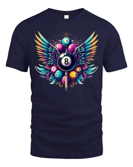Winged 8 Ball Pool Legend T-Shirt - navy t-shirt on white background