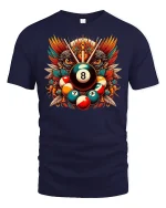 Billiard 8 Ball Tribal Eagle Pool T-Shirt - navy t-shirt on white background