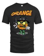 Gangster Orange T-Shirt Funny Cool Fruit Tee - black t-shirt on white background