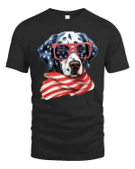 Patriotic Dalmatian USA Flag T-Shirt - black t-shirt on white background