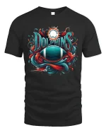 Dolphins Football Fan Art Cool Game Day T-Shirt - black t-shirt on white background