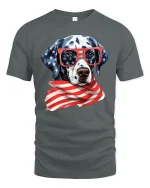 Patriotic Dalmatian USA Flag T-Shirt - gray t-shirt on white background