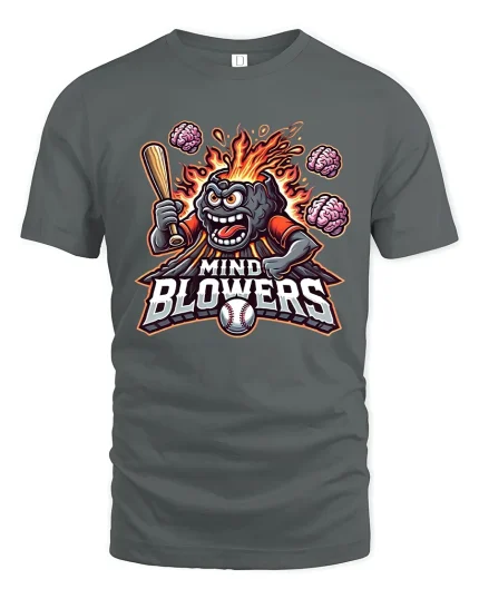 Mind Blowers Monster Baseball T-Shirt - gray t-shirt on white background