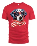 Patriotic Dalmatian USA Flag T-Shirt - red t-shirt on white background