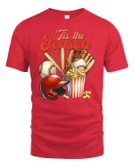 ’Tis The Season Baseball Fan Funny T-Shirt - red t-shirt on white background