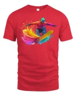 Color Splash Snowboarder Cool Winter T-Shirt - red t-shirt on white background