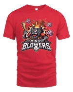 Mind Blowers Monster Baseball T-Shirt - red t-shirt on white background