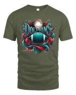 Dolphins Football Fan Art Cool Game Day T-Shirt - military green t-shirt on white background