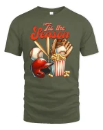 ’Tis The Season Baseball Fan Funny T-Shirt - military green t-shirt on white background