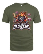 Mind Blowers Monster Baseball T-Shirt - military green t-shirt on white background