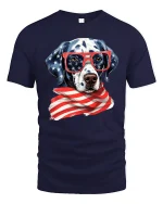 Patriotic Dalmatian USA Flag T-Shirt - navy t-shirt on white background