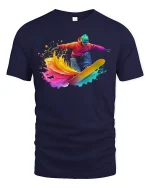 Color Splash Snowboarder Cool Winter T-Shirt - navy t-shirt on white background