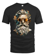 Cool Ancient God Statue with Sunglasses Graphic T-Shirt - black t-shirt on white background