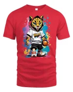 Cool Leopard Basketball Street Style T-Shirt - red t-shirt on white background