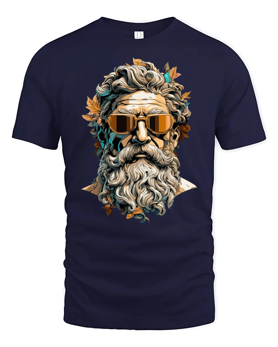 Cool Ancient God Statue with Sunglasses Graphic T-Shirt - 1 Cool Ancient God Statue with Sunglasses Graphic T-Shirt - navy t-shirt on white background