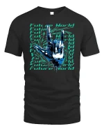 Future World Cyber Hand Rock Sign Graphic T-Shirt - black t-shirt on white background