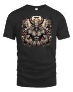 Dark Demon Lord Tattoo Art Gothic Warrior T-Shirt - black t-shirt on white background