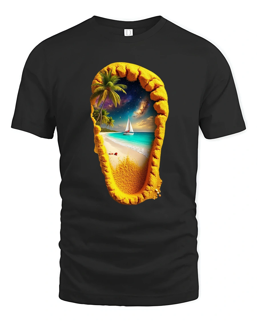 Tropical Beach Footprint Paradise Summer Vibes T-Shirt - 1 Tropical Beach Footprint Paradise Summer Vibes T-Shirt - black t-shirt on white background
