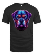 Neon Rottweiler Head Glow Art Dog Lover Graphic Tee - black t-shirt on white background