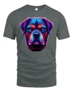Neon Rottweiler Head Glow Art Dog Lover Graphic Tee - gray t-shirt on white background