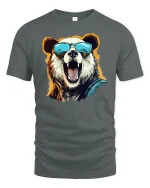 Cool Bear With Shades Summer Vibe Funny Graphic T-Shirt - gray t-shirt on white background