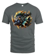 Mythic Dragon Fish Hybrid Fantasy Art Graphic T-Shirt - gray t-shirt on white background