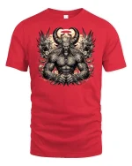 Dark Demon Lord Tattoo Art Gothic Warrior T-Shirt - red t-shirt on white background