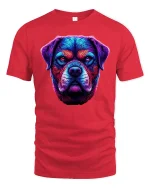 Neon Rottweiler Head Glow Art Dog Lover Graphic Tee - red t-shirt on white background