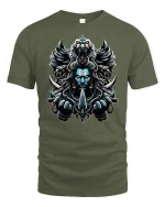 Warrior Spirit Lion Power Mythic Warrior Graphic Tee - military green t-shirt on white background