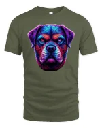 Neon Rottweiler Head Glow Art Dog Lover Graphic Tee - military green t-shirt on white background