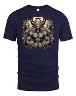 Dark Demon Lord Tattoo Art Gothic Warrior T-Shirt - navy t-shirt on white background