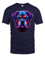 Neon Rottweiler Head Glow Art Dog Lover Graphic Tee - navy t-shirt on white background