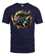 Mythic Dragon Fish Hybrid Fantasy Art Graphic T-Shirt - navy t-shirt on white background