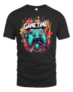 Game Time T-Shirt for Gamers Funny Gaming Controller - black t-shirt on white background