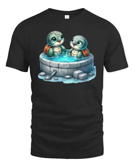 Cute Turtle Friends T-Shirt Adorable Sea Turtle Tee - black t-shirt on white background