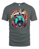 Game Time T-Shirt for Gamers Funny Gaming Controller - gray t-shirt on white background