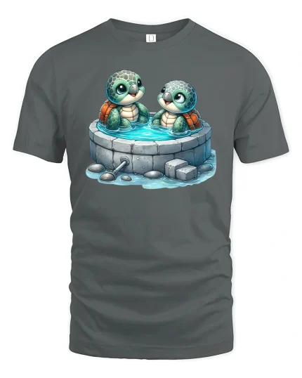 Cute Turtle Friends T-Shirt Adorable Sea Turtle Tee - gray t-shirt on white background