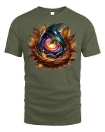 Dragon Egg T-Shirt Cosmic Fantasy Galaxy Nest Tee - military green t-shirt on white background