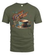 Coffee Butterfly T-Shirt Artistic Latte Fantasy Style - military green t-shirt on white background